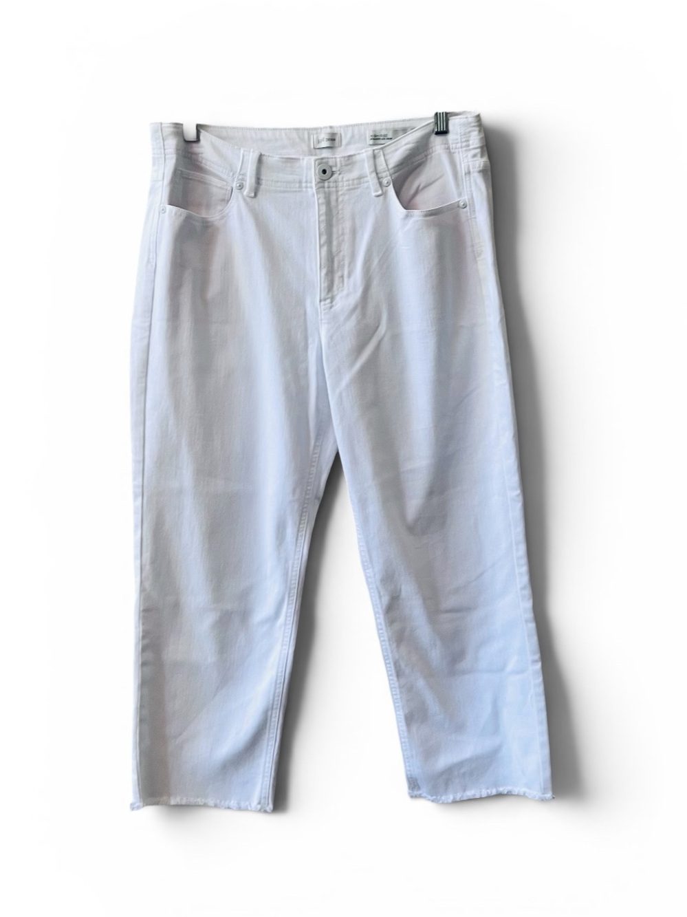 J Jill Denim Jeans Sz 12 High Crop Stretch Raw Hem White